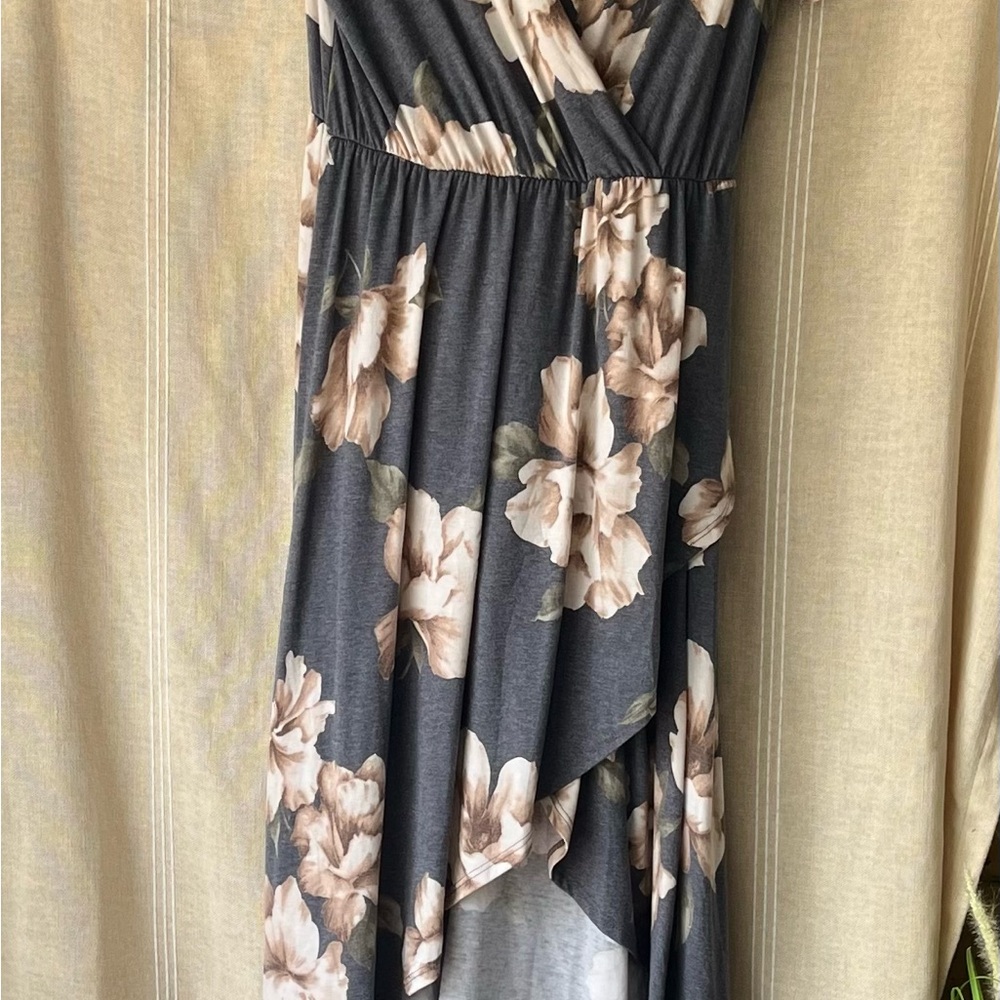 Lovely Melody grey floral Wrap Sundress